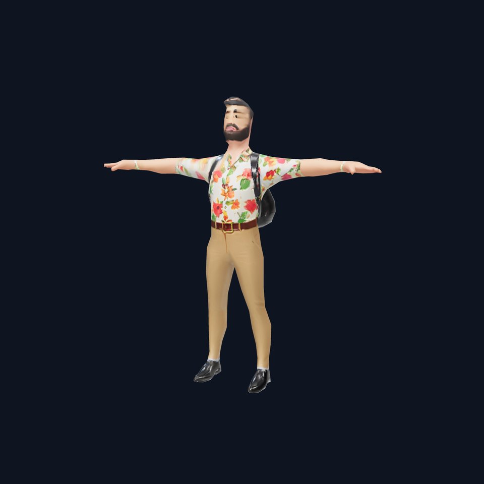 Casual Male Character with Floral Shirt Model Pack